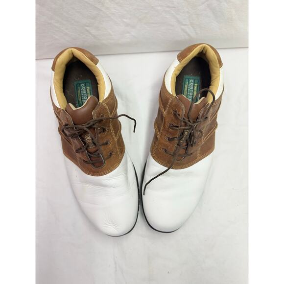 FOOTJOY CONTOUR SERIES
MEN'S 11 WIDE GOLF SHOES 542446
BROWN~WHITE LEATHER - Picture 7 of 12